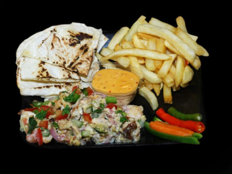 Arabian Shawarma On Plate With Fries