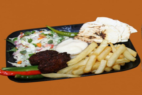 Mexican Shawarma On Plate With Fries