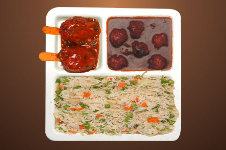 Fried Rice With Manchurian Veg. Lollypop