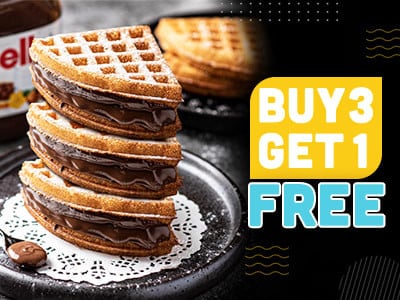 3 Naked Nutella Waffle 1 Free Delight