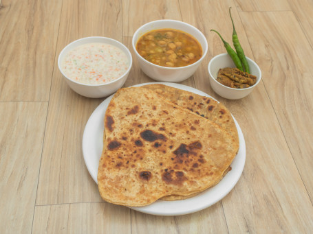 2 Plain Paratha Curd Pickle Chole