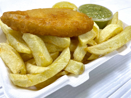 Vegan Fishless Fillet Chips Mushy Peas