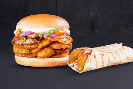 Spicy Aloo Crunch Burger+Aloo Wrap