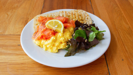 Scrambled Egg Smoked Salmon On Ciabatta