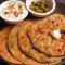 (Combo) Alloo Matar Tamatar 2 Gobhi Paratha Salad Pickle Green Chilli