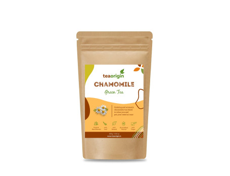 Tea Origin Chamomile Green Tea [100 Grams 50+ Cups] Relax Stress Relief