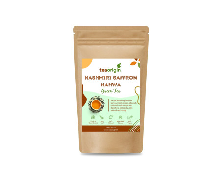 Tea Origin Kashmiri Saffron Kahwa Green Tea [100 Grams 50+ Cups] Detox And Immunity Booster