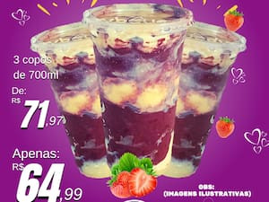 3 Copos De Açai 700Ml