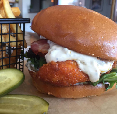 Buffalo Chicken Burger And Chips