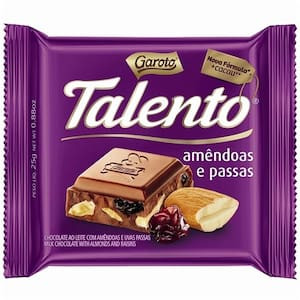 Chocolate Amêndoas e Passas Talento 25g