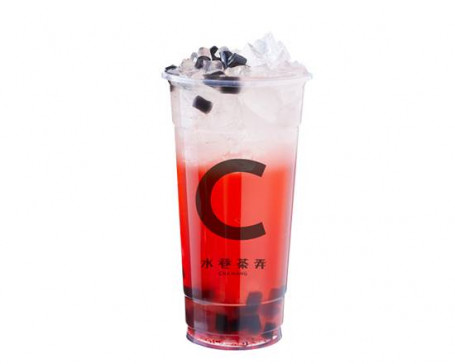 Jiāo Yuán Méir Guǒ Lù Suco De Cranberry Com Carvão Vegetal Algas Tapioca