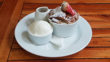 Bread, Butter Pudding And Fresh Blueberries