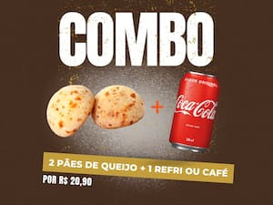 2 Pães De Queijo 1 Café Ou Refri 350ml.