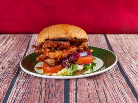 Fierce Rooster Chicken Burger On A Brioche Bun