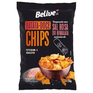 Batata Doce Chips Com Sal Rosa Do Himalaia Belive 50G