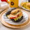 huā jiàng péi gēn qǐ sī hòu niú bǎo Bacon and Thick Beef Burger with Cheese and Peanut Butter