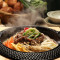 Soy bulgogi beef, mushrooms potato noodle hot pot