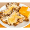 Chuleta com queijo e polenta