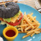 Jīn Xiā Hēi Bǎo Tào Cān Deep-Fried Shrimp Charcoal Burger Combo