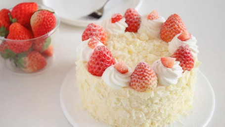 Strawberry White Chocolate Cream Cake Sliced