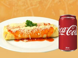 Panqueca De Carne Moida +Coca-Cola Original 350Ml