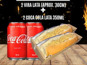 2 Vira Lata (Aprox. 30Cm) 2 Coca Cola Lata 350Ml