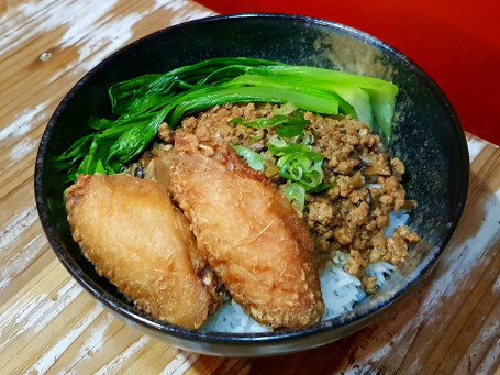 Chicken Wings And Minced Pork Sauce On Rice