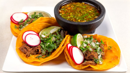 Birria Tacos W. Consome (Order Of 3)