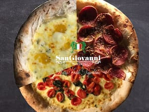 Pizza Marguerita, Calabresa E Damasco Com Gorgonzola Borda Grátis!