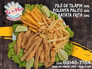 Filé De Tilápia Polenta Frita Batata Frita