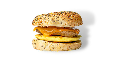 Sausage Egg Cheddar Bagel Sandwich