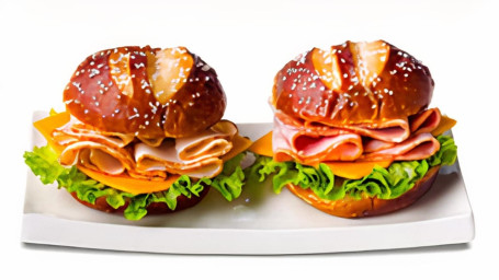 Ham Turkey Pretzel Duo Sandwiches