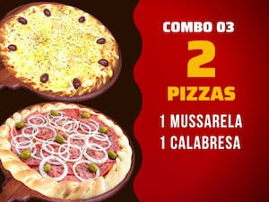 Combo Nº3 (1 Pizza De Calabresa 1 Pizza De Mussarela)