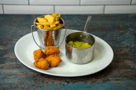 Chicken Bites With Mushy Peas