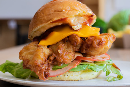 Kentucky Style Fried Chicken Burger And Chips