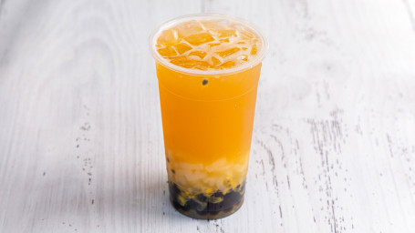 Passion Fruit Green Tea With Coconut Jelly And Tapioca Pearl