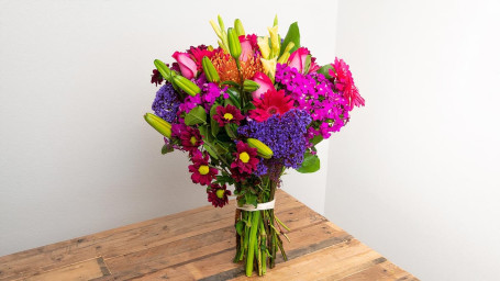 Vibrant Primary Colors Wrapped Bouquet