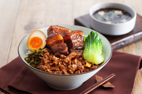 Jiāng Cōng Gǔ Fǎ Màn Zhǔ Hōng Ròu Fàn Braised Pork Belly W/ Scallion Ginger Rice