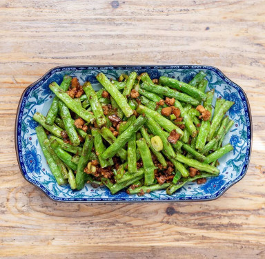 Gàn Biǎn Sì Jì Dòu Pèi Ròu Suì Stir Fried Green Beans With Organic Minced Pork