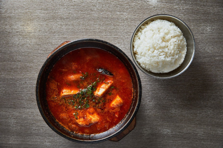 Soft Tofu Soup Comes With Rice Dòu Fǔ Tāng Gēn Fàn