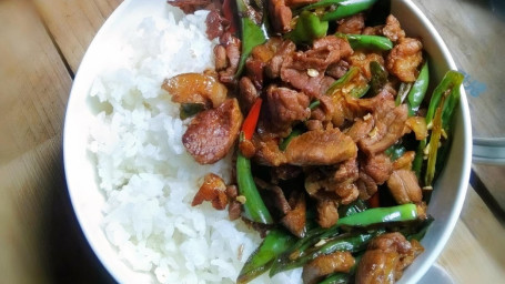 Rbo4Green Pepper With Pork Rice Bowl Xiǎo Chǎo Ròu Gài Fàn