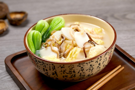 G3 Ròu Sī Nián Gāo Zhū Gǔ Tāng Rice Cake With Shredded Pork In Signature Pork Bone Soup