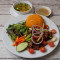 Tomato Rice With Marinated Diced Rump Steak And Green Salad