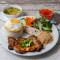 Broken Rice With Shredded Pork, Pork Chop, Steamed Pork Load And Fried Egg