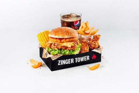 Zinger Tower Box Refeição Com 2 Hot Wings