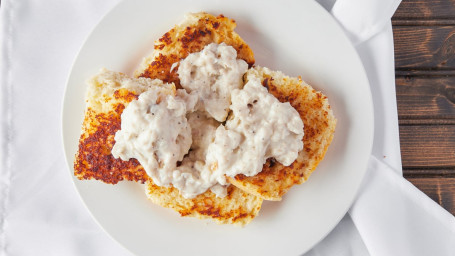 Fresh Biscuits Gravy With Three Sausage Links