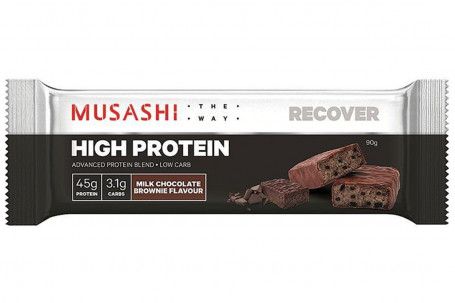 Barra De Brownie De Chocolate Ao Leite Com Alto Teor De Proteína Musashi 90G