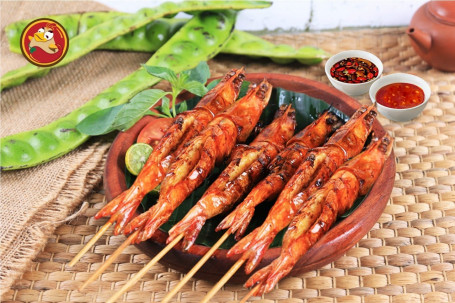 Grilled Honey Tiger Prawns (6 Skewers)