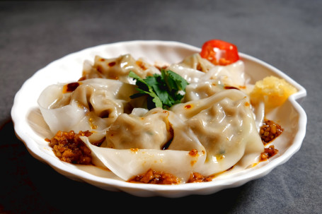 Chuān Shì Hóng Yóu Chāo Shǒu Sichuan Style Spicy Pork Wontons (6 Pcs)