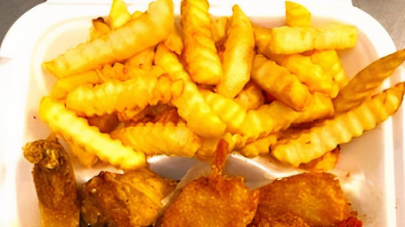 6 Pieces Fried Shrimp With 6 Pieces Wing/ French Fries